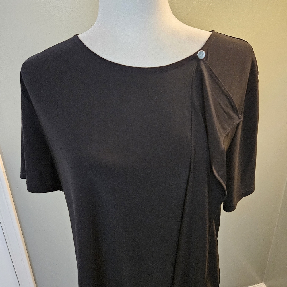 DKNY Black Short Sleeve Women's Size XL Top Ruffle New With Tags - Picture 4 of 11